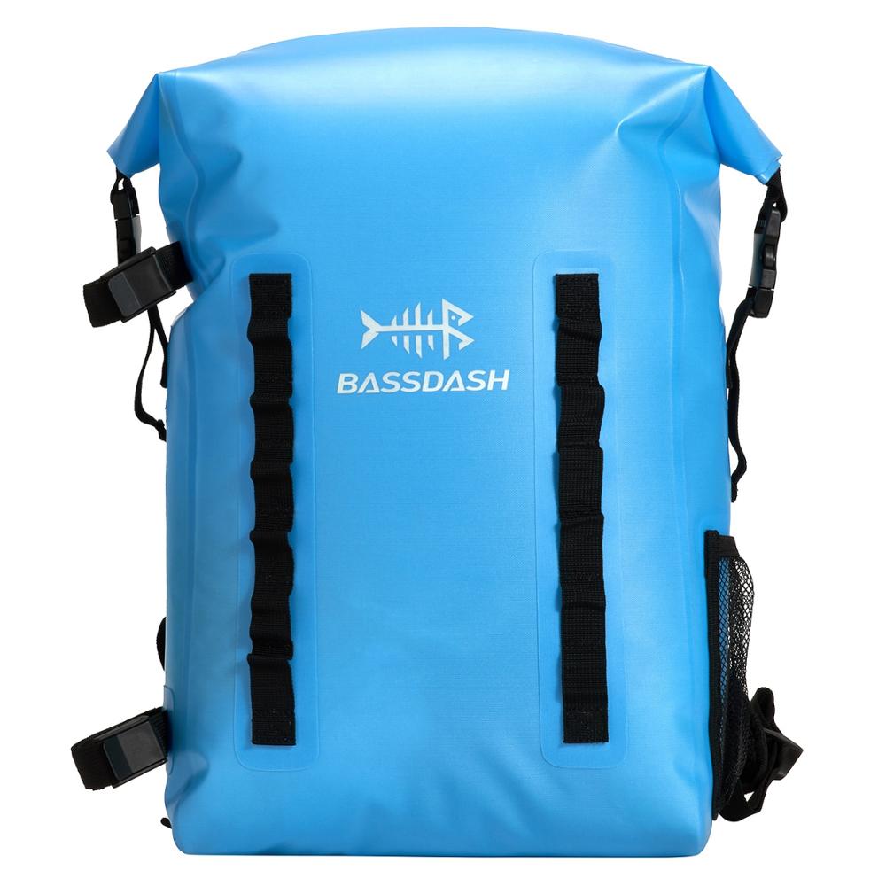 Bassdash Waterproof TPU Backpack 24L Roll-Top Dry Bag with Rod Holder for Fishing