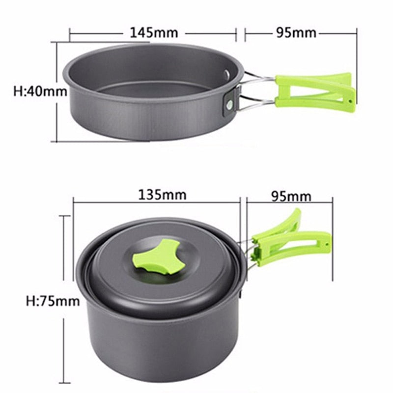 Outdoor Camping Tableware Kit Outdoor Cookware Set Foldable Spoon Fork Knife Kettle