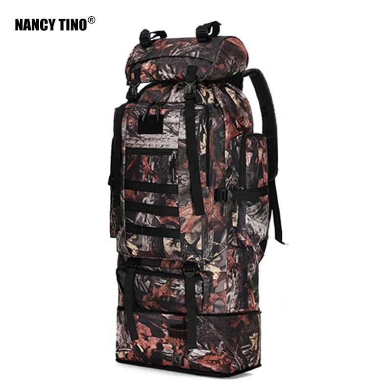 100L Large Capacity Waterproof Molle Camo Tactical Backpack Hiking Camping bag