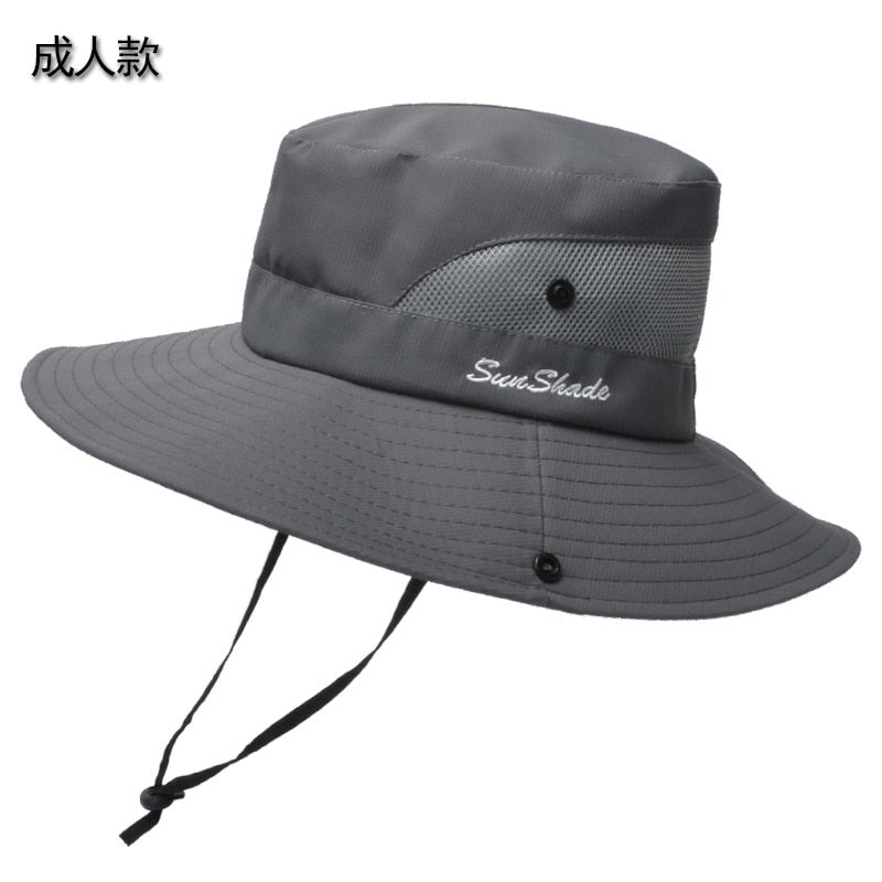 New Parent-child Fishing Hat Outdoor UV Protection UPF 50+ Sun Hat Bucket Hat Women