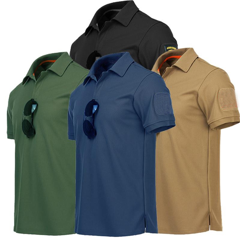 Military Tactical T Shirt Outdoor Sport Quick Dry Lapel Short Sleeve Shirt Summer