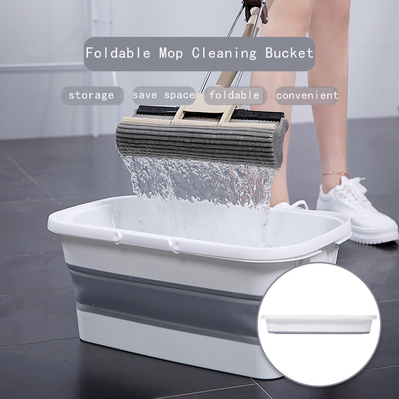 Folding Wash Silicone Mop Bucket Portable Handle Household Cleaning Tools