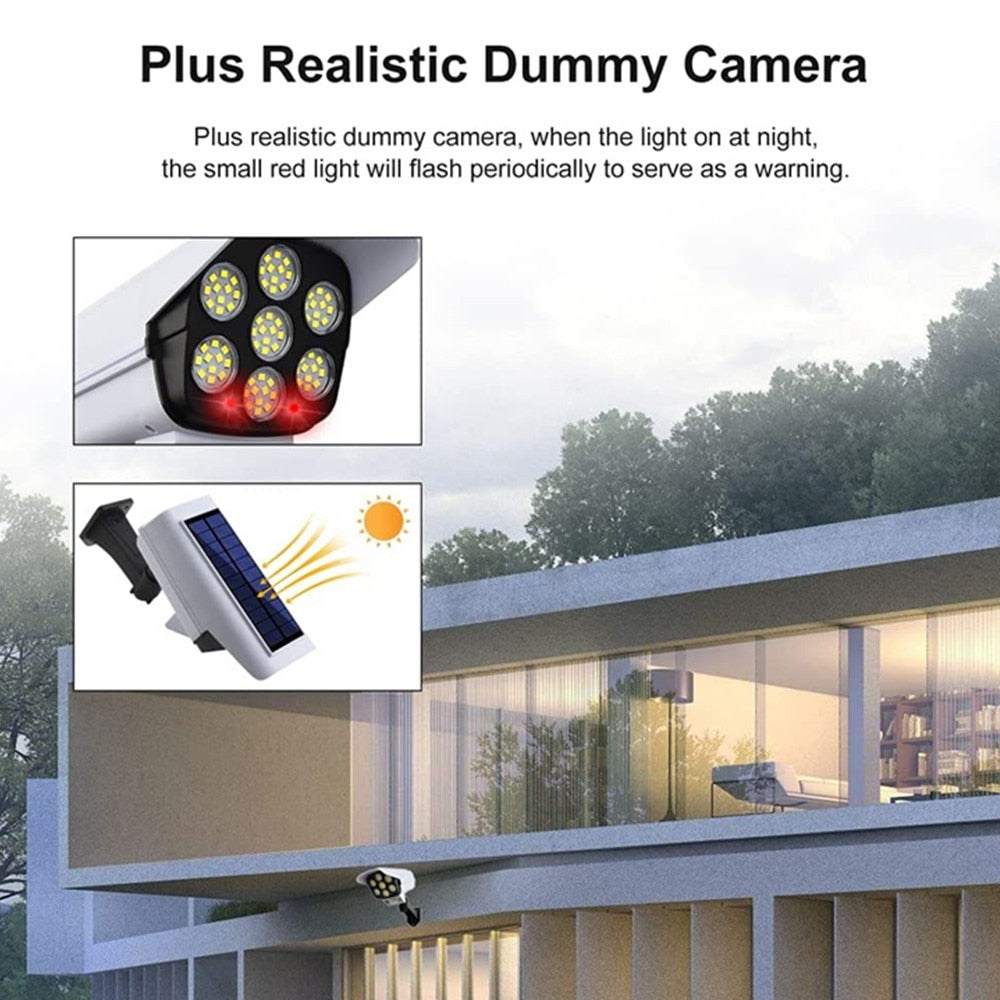 77 LED Solar Light Motion Sensor Security Dummy Camera Wireless Flood Light IP65