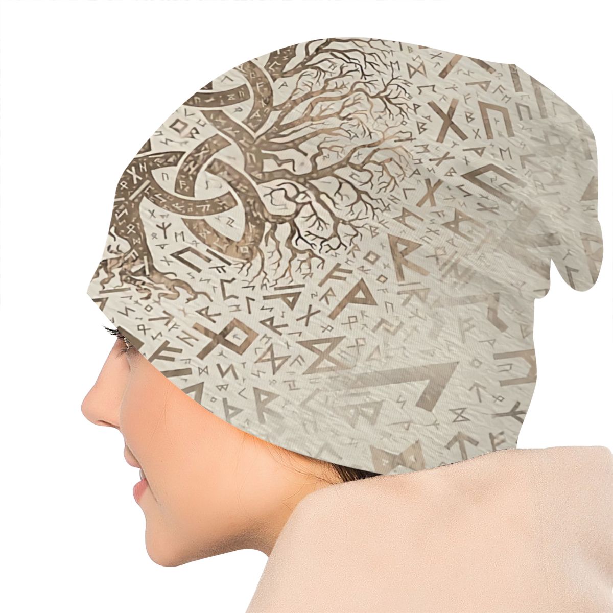 Vikings Ragnar Lothbrok Beanie Hats Tree Of With Triquetra And Futhark Knit Hat Bonnet