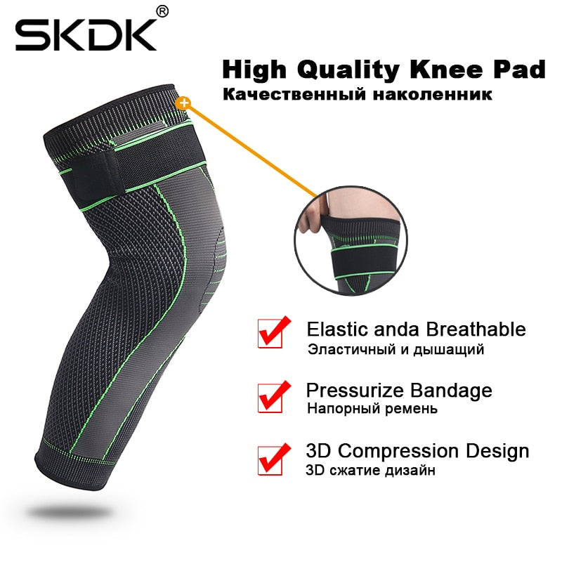 Elastic Knee Support Pressure Bandage Volleyball Long Knee Pads Black