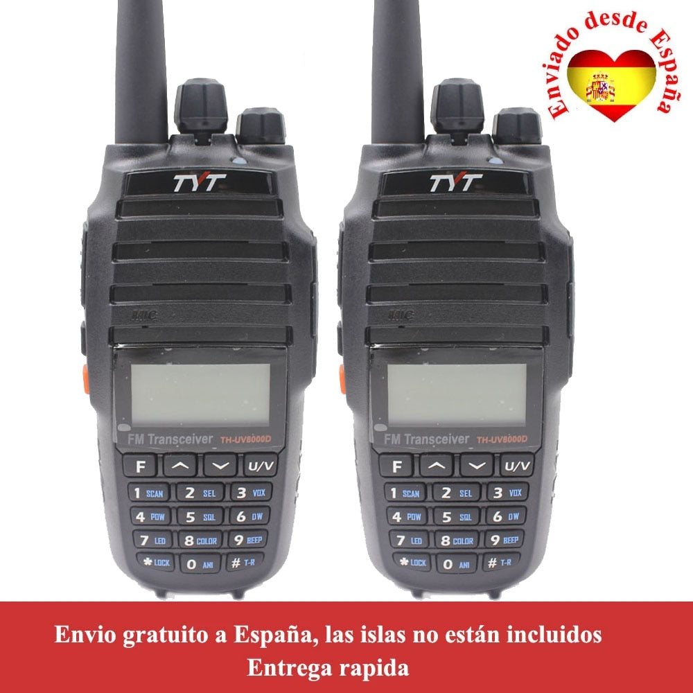 2PCS/Lot TYT TH-UV8000D 10W Dual band VHF UHF Radio with 3600mAh Battery