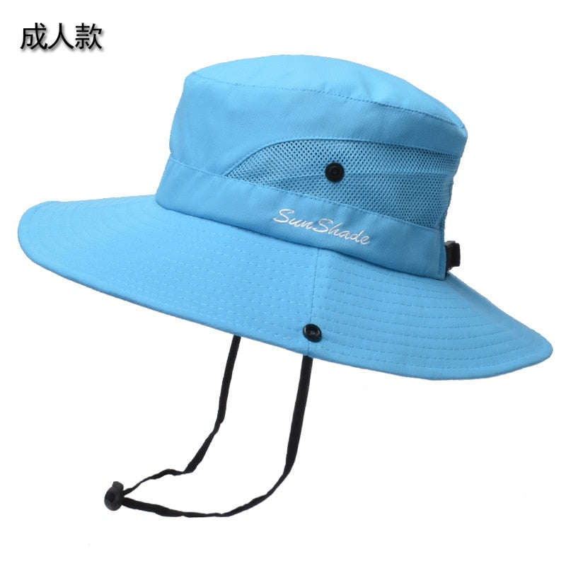 New Parent-child Fishing Hat Outdoor UV Protection UPF 50+ Sun Hat Bucket Hat Women