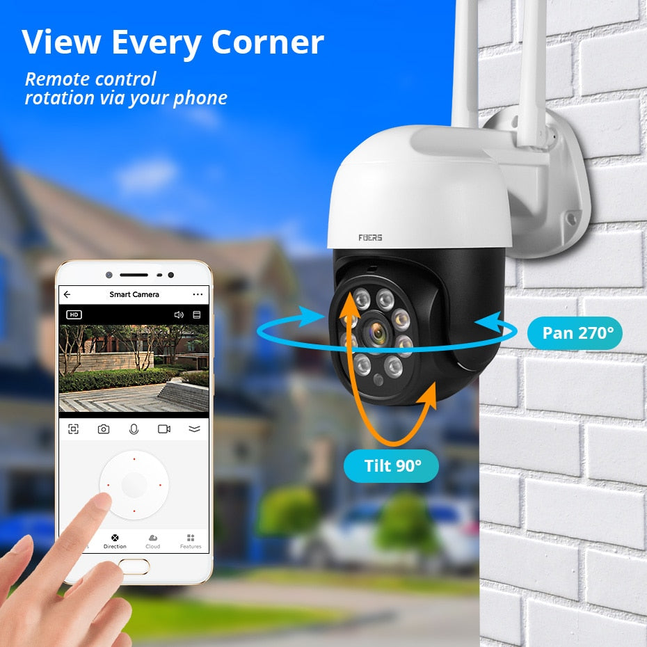 Fuers 1080P 3MP IP Camera Tuya Smart Outdoor Home Security Auto Tracking AI Human