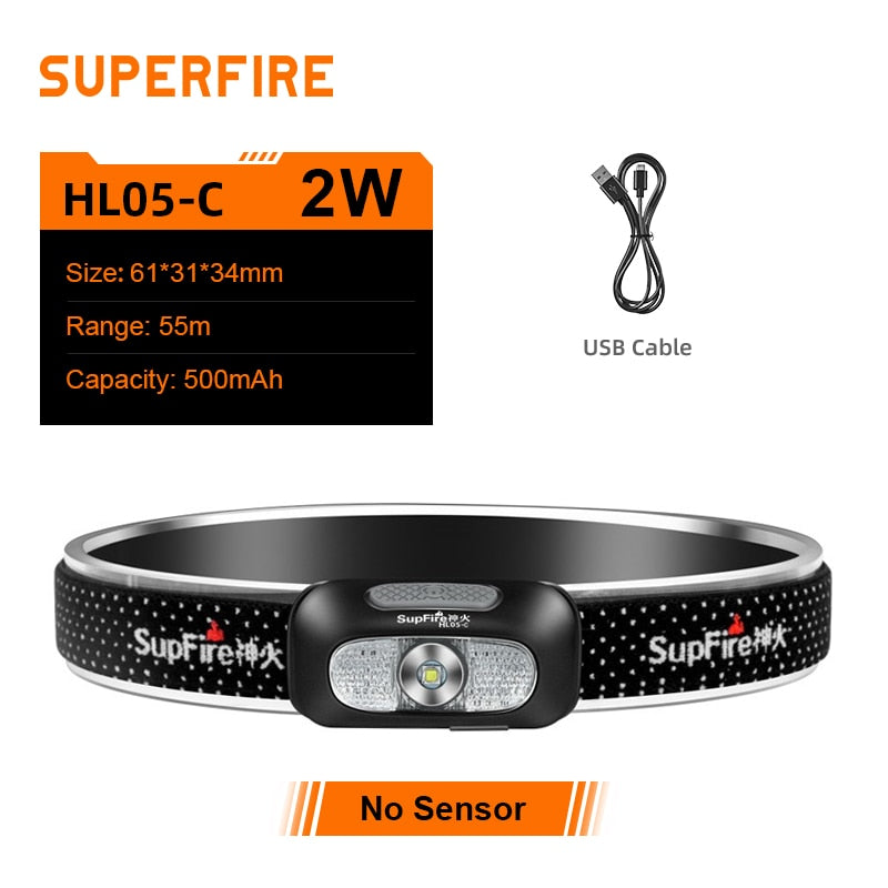 Best SupFire HL05 Mini CREE LED Headlamp With Motion Sensor USB Rechargeable