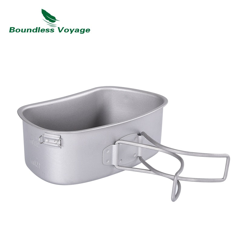 Boundless Voyage Outdoor Camping Titanium Military Canteen Cups Cooking