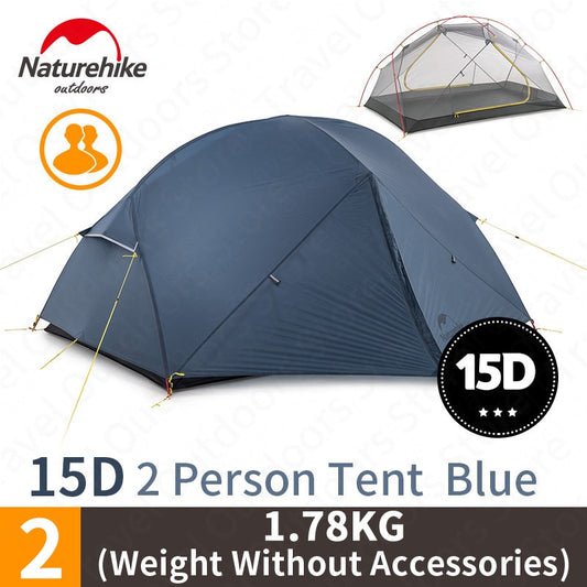 Naturehike Mongar 2-3 Person Camping Tent 15D Nylon Upgrade Double Layer Outdoor