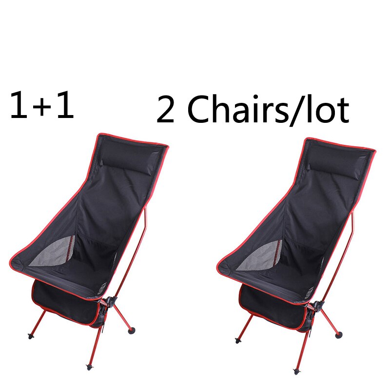 2 PCS Portable Ultralight Outdoor Folding Camping Chair Moon Chairs Tools