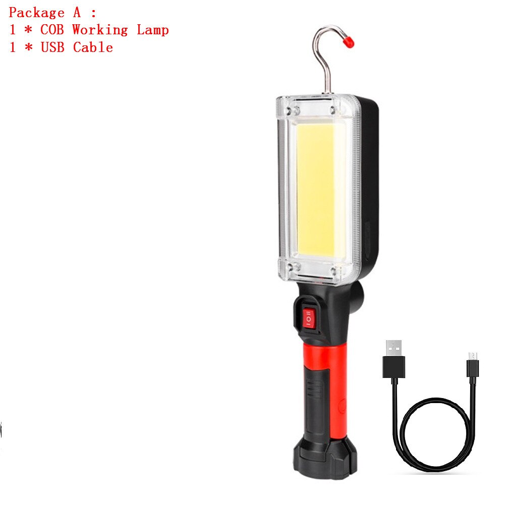 Portable Lantern Flashlight Power By 2*18650 Battery LED COB Magnetic Work Lighting