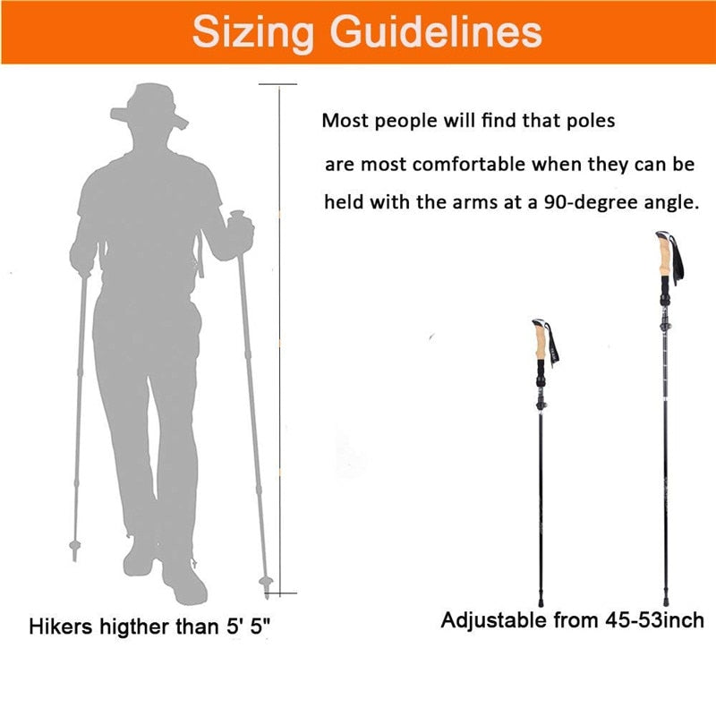 2Pcs Hiking Walking Sticks Aluminum Alloy Trekking Pole Ultralight Camping