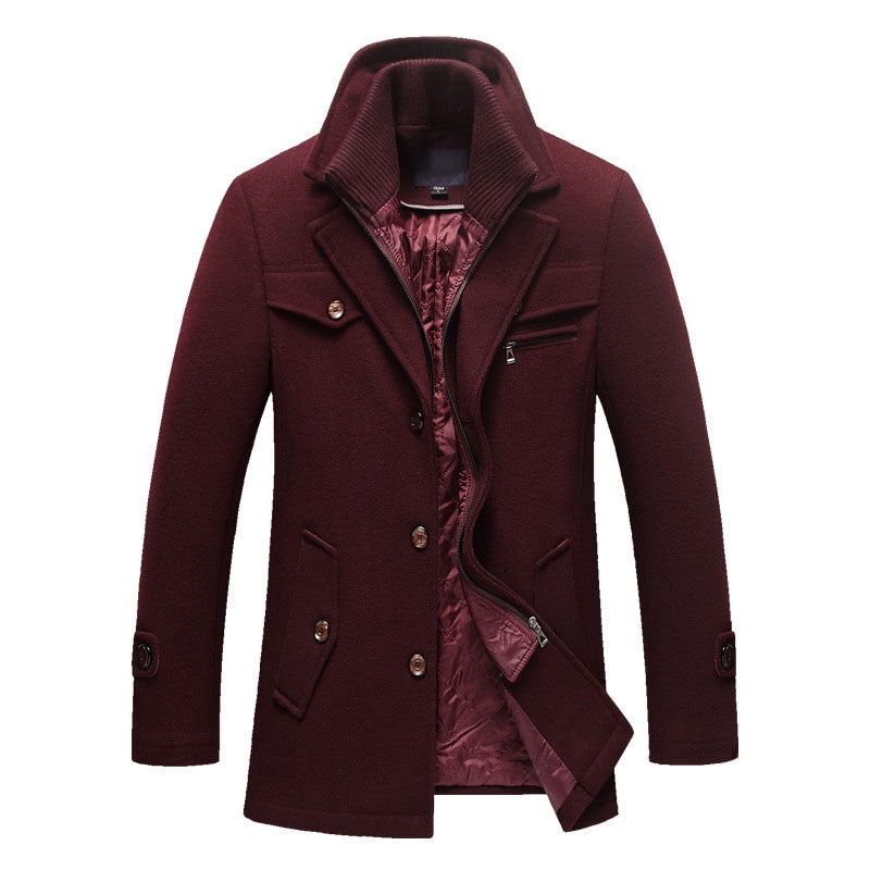 New Winter Wool Coat Slim Fit Jackets Mens Casual Warm Outerwear Jacket and coat Men