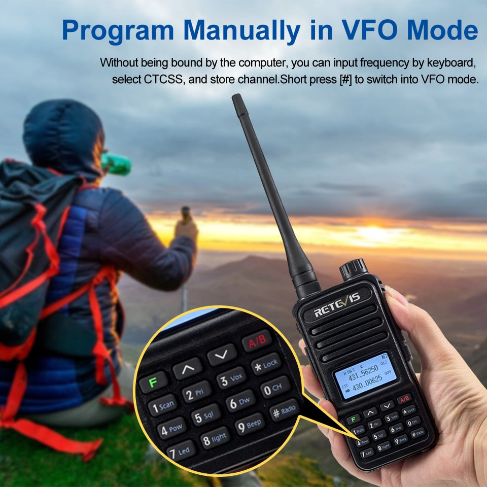 Retevis Walkie Talkie RT85 Ham Two-way Radio Stations 5W Walkie-talkies VHF UHF Dual Band