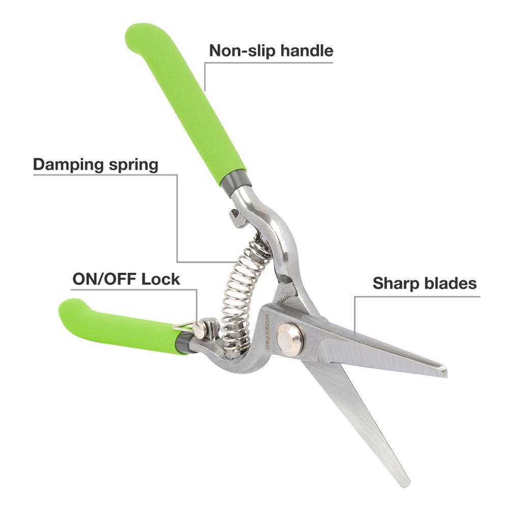 WORKPRO 2PC Pruning Shears Set 8&quot;Pruner and 8&quot;Garden Scissors