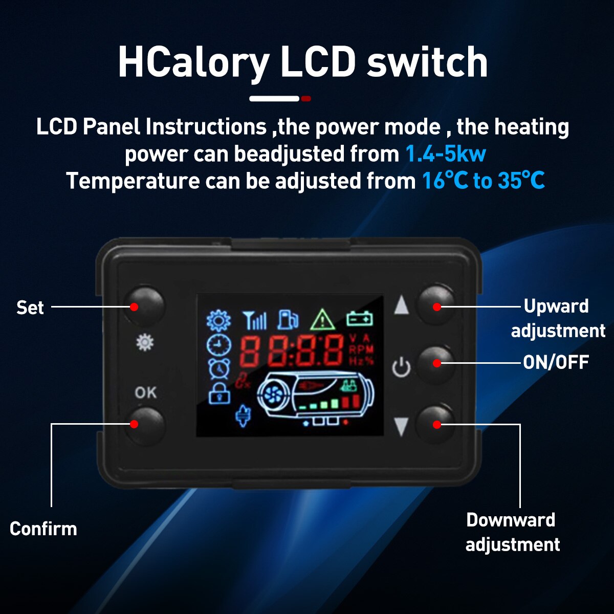 Hcalory Air Diesel Heater 5-8KW 12V 24V Car Heater Parking Heater Equipped with 10L