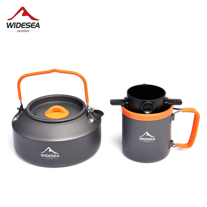 Widesea Camping Coffee Cookware Set Outdoor Tableware Equipment Mug  Kettle Pot