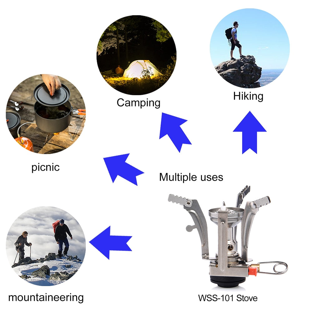 Portable folding outdoor stove cookware gas burner camping stove for hiking