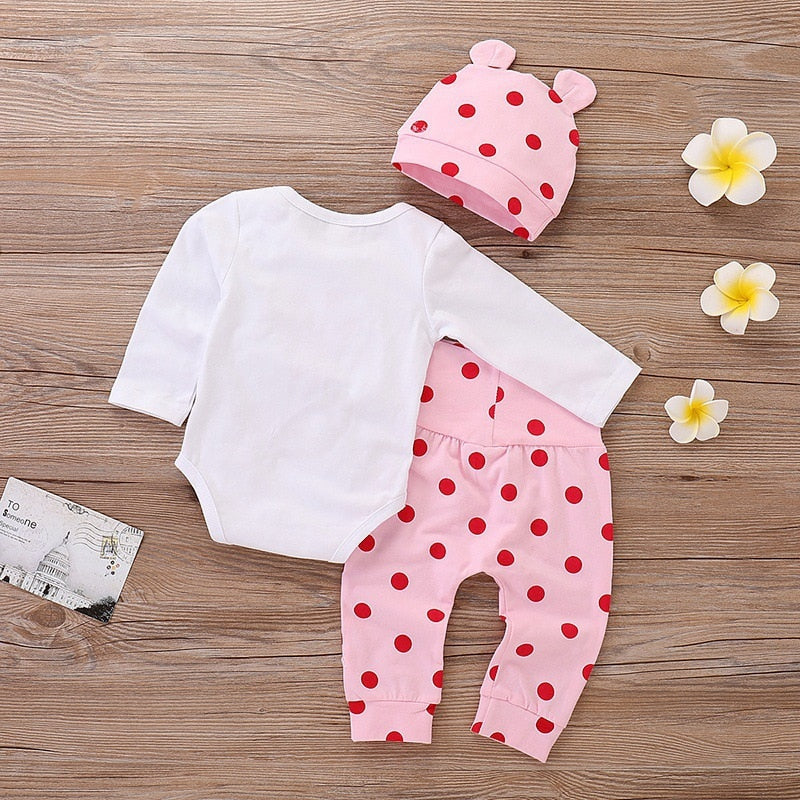 Spring Fall Cotton Newborn Baby Girl Clothes 0-3 Months Polka Dot Unisex Infant Clothes