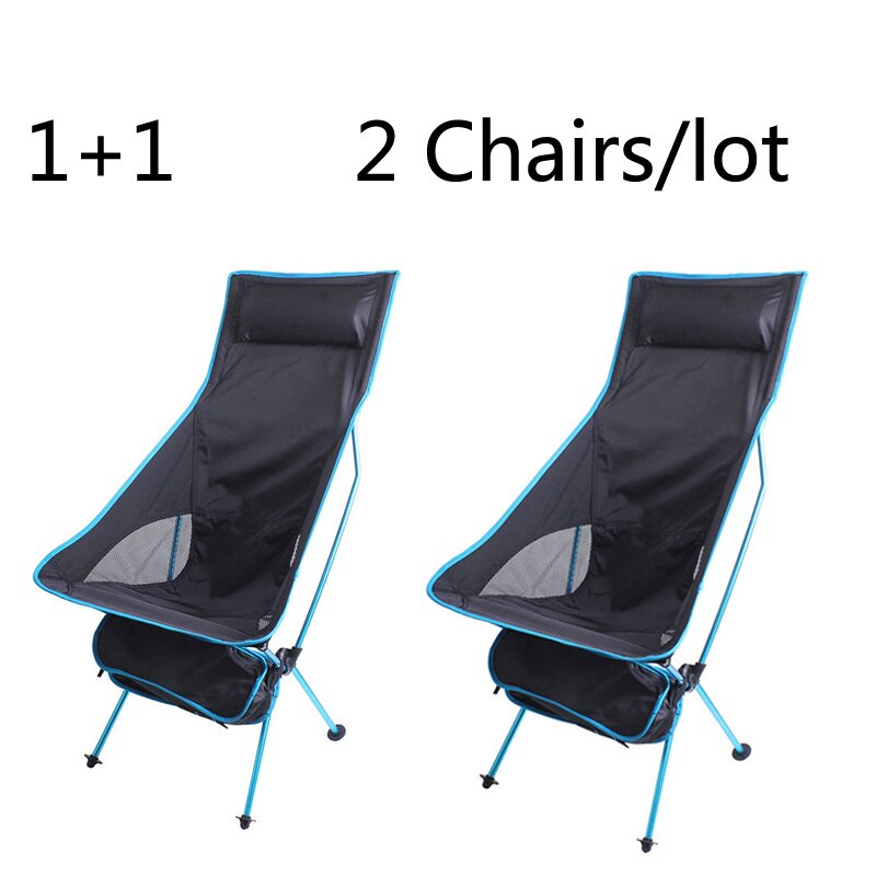 2 PCS Portable Ultralight Outdoor Folding Camping Chair Moon Chairs Tools