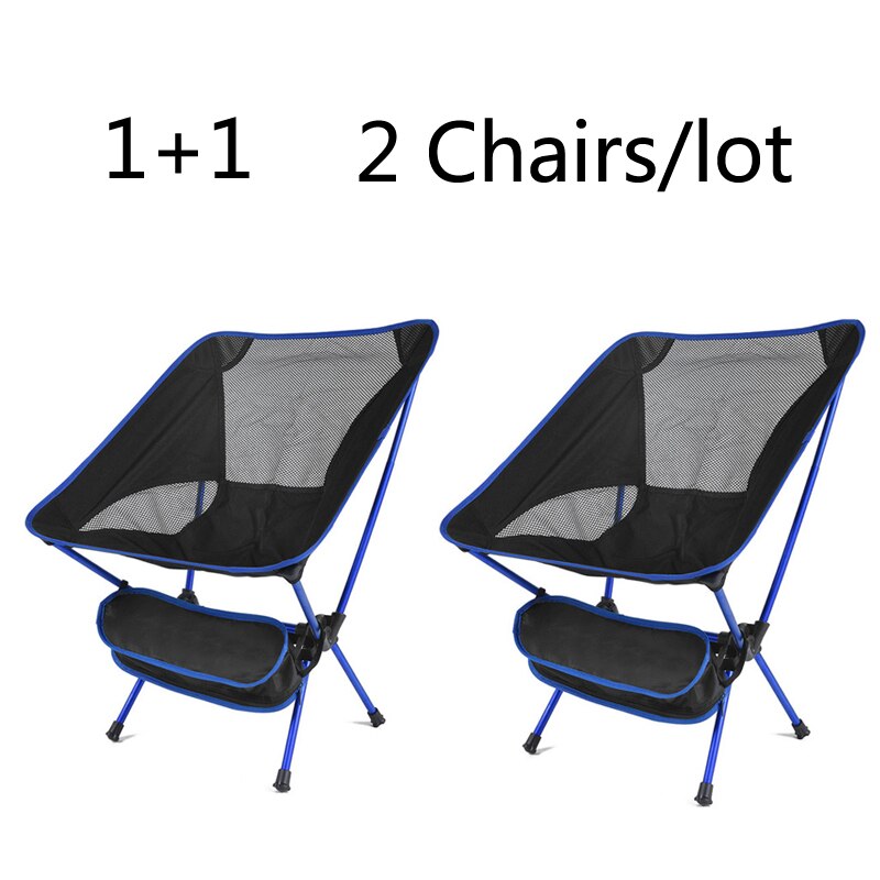 2 PCS Portable Ultralight Outdoor Folding Camping Chair Moon Chairs Tools