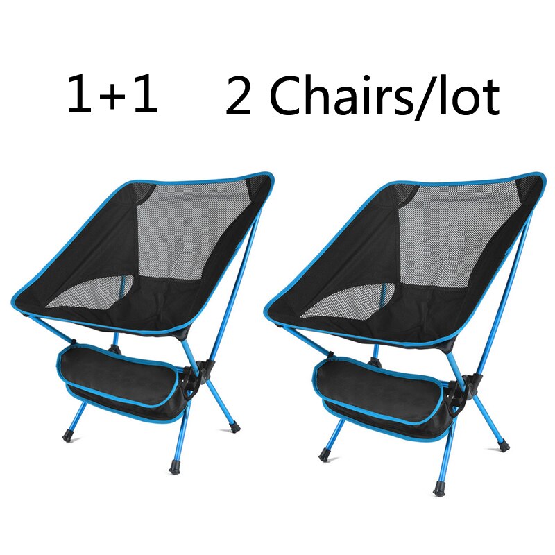 2 PCS Portable Ultralight Outdoor Folding Camping Chair Moon Chairs Tools