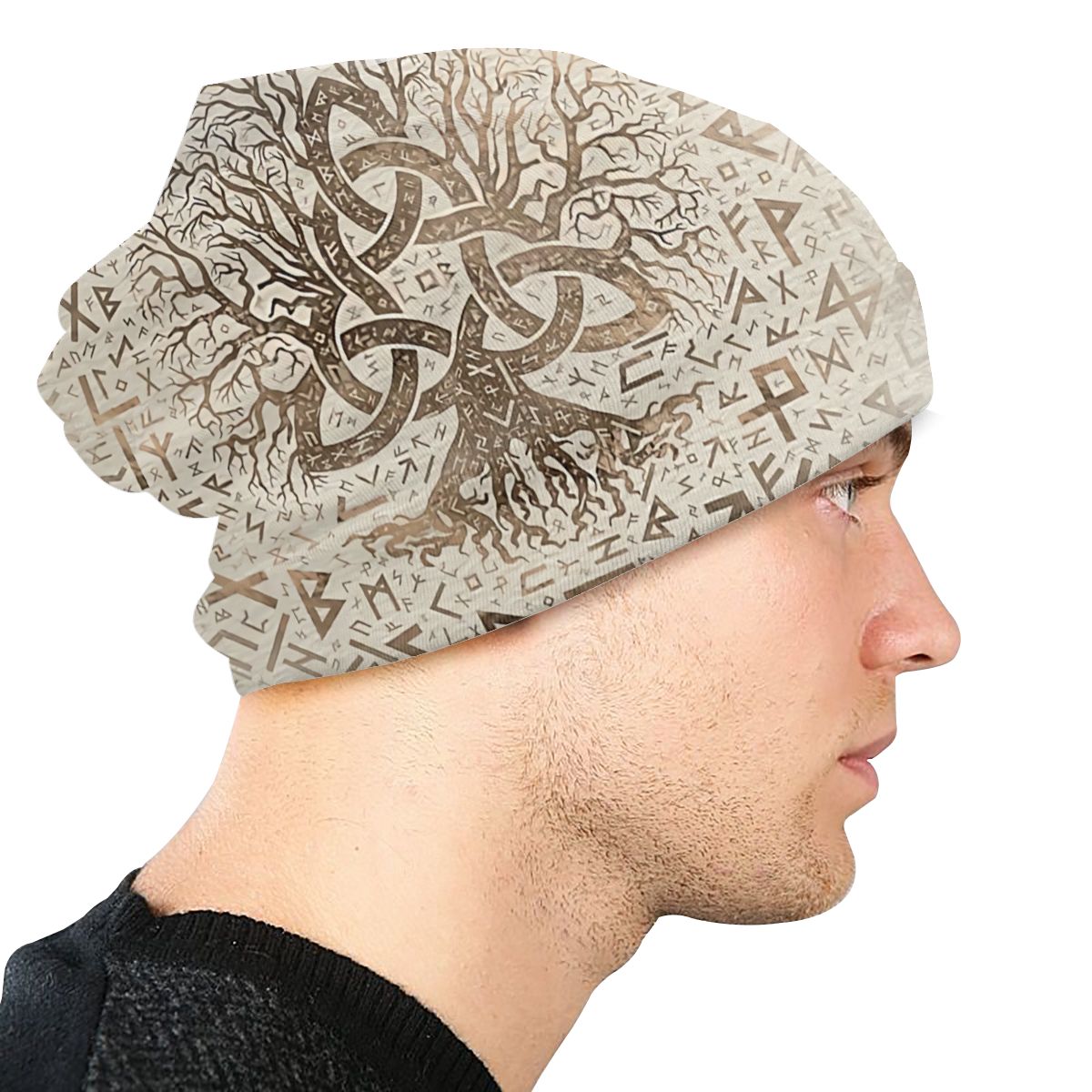 Vikings Ragnar Lothbrok Beanie Hats Tree Of With Triquetra And Futhark Knit Hat Bonnet