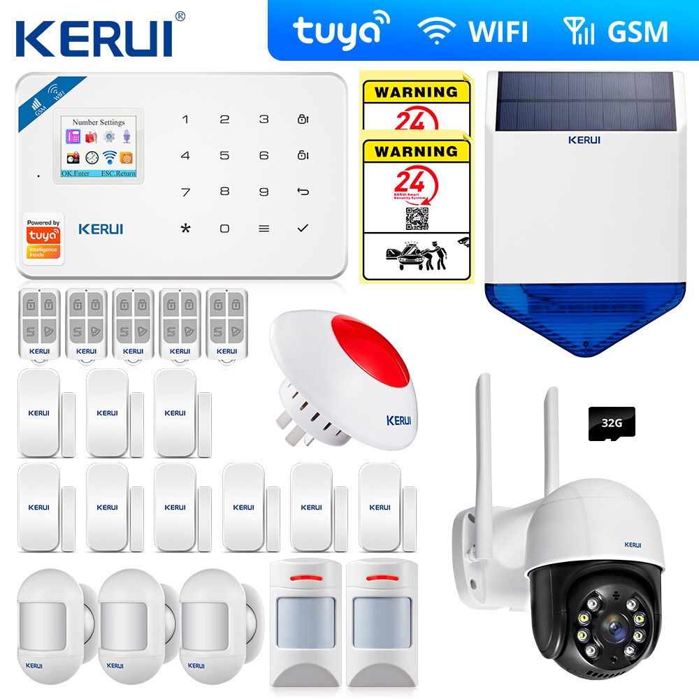 Latest Tuya Alarm W181 Wireless Wifi GSM  Home Alarm Kit APP Control LCD SMS Burglar