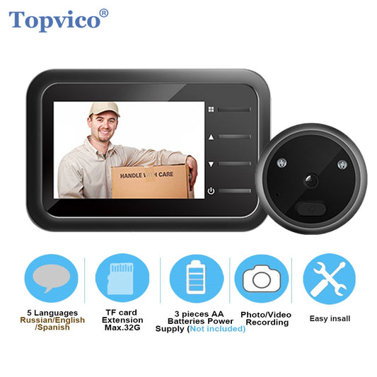 Topvico Video Peephole Doorbell Camera Video-eye Auto Record Electronic Ring Night