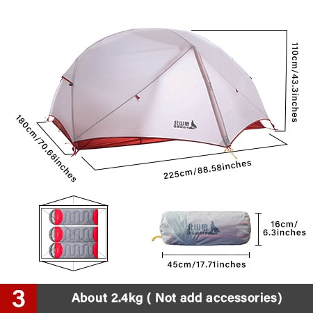 BSWolf 2 Persons Camping Tent Ultralight 20D 380T Nylon Double Layer Waterproof