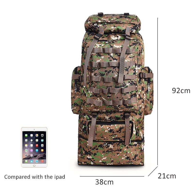 Outdoor 100L Large Capacity Mountaineering Backpack Camping Hiking Military Molle