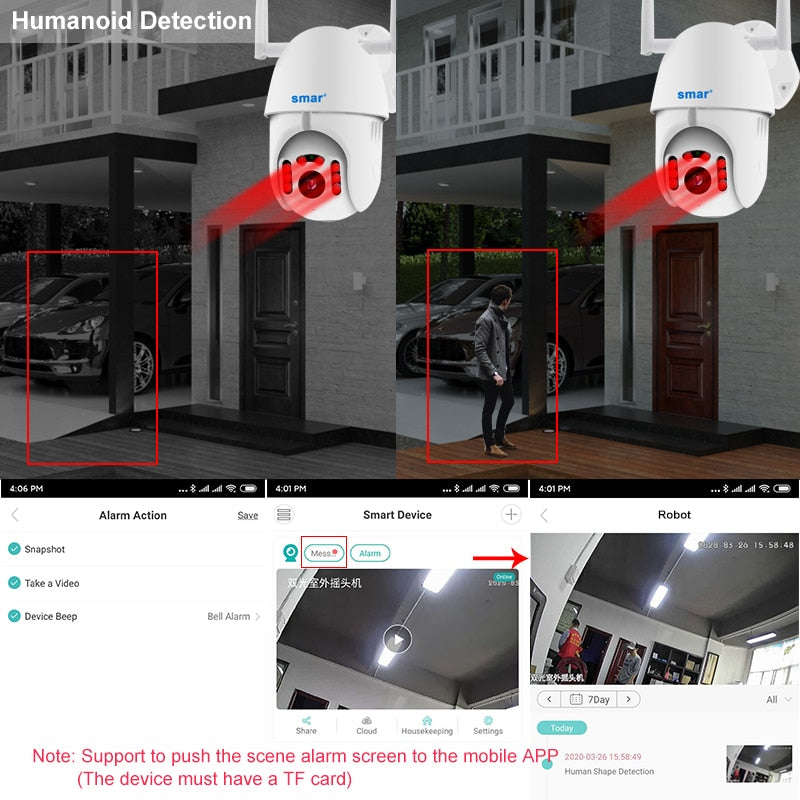 Smar WIFI Camera Outdoor PTZ IP Camera H.265X 1080p Speed CCTV Security Cameras