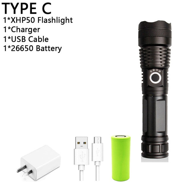 350000cd XPH90 70 50 LED/Powerful/Rechargeable/Tactical/Handled/EDC Flashlight