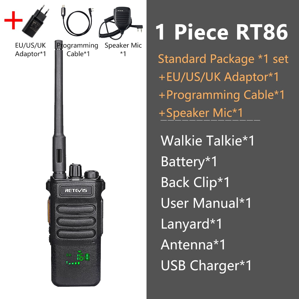 10W Retevis Walkie Talkie Long Range RT86 Walkie-talkies 1/ 2 pcs