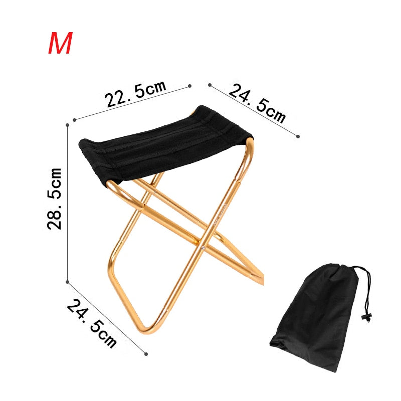 Folding Small Stool Fishing Chair Picnic Camping Chair Foldable Aluminium Cloth Outdoor