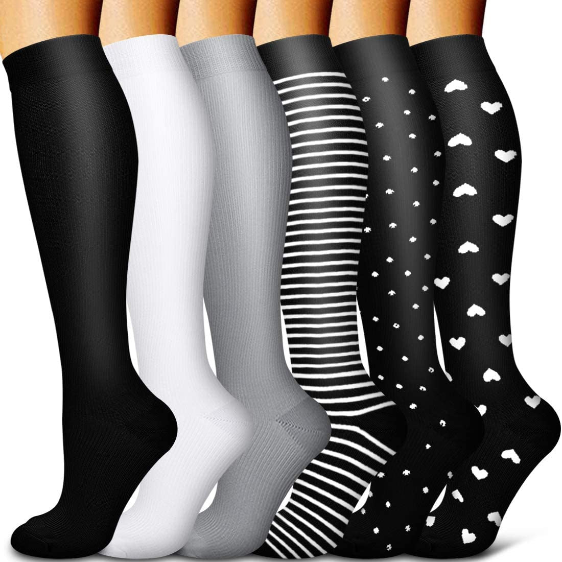 5/6 Pairs Men and Women Compression Socks Circulation Recovery Varicose Veins