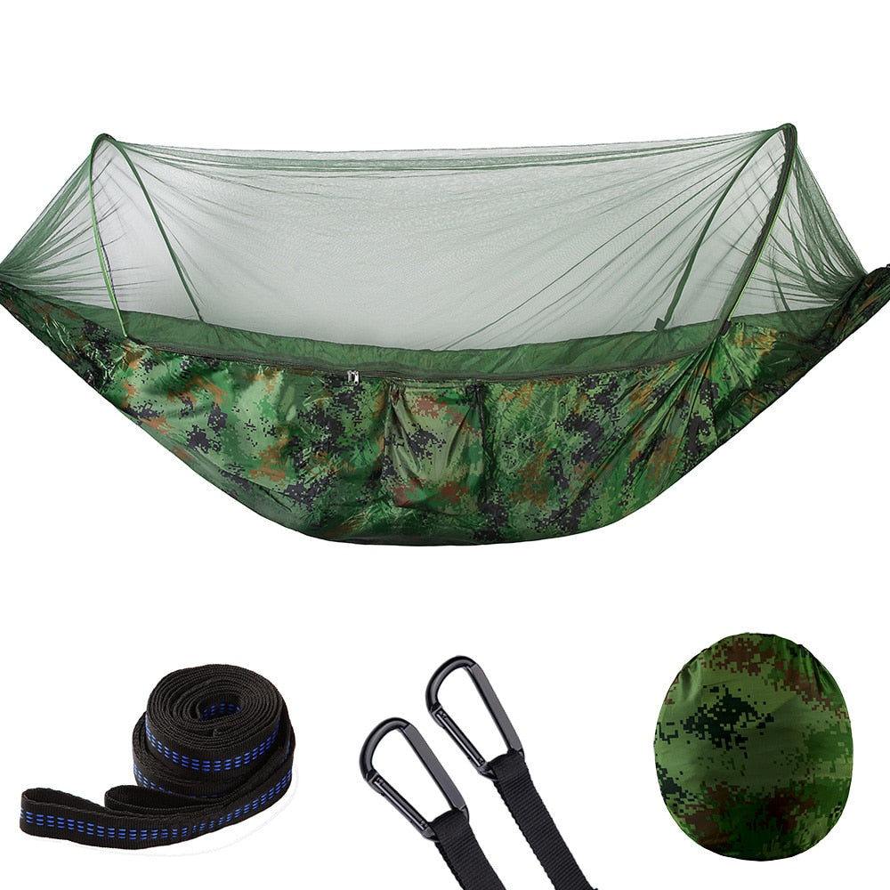 2022 Camping Hammock with Mosquito Net Pop-Up Light Portable Outdoor Parachute