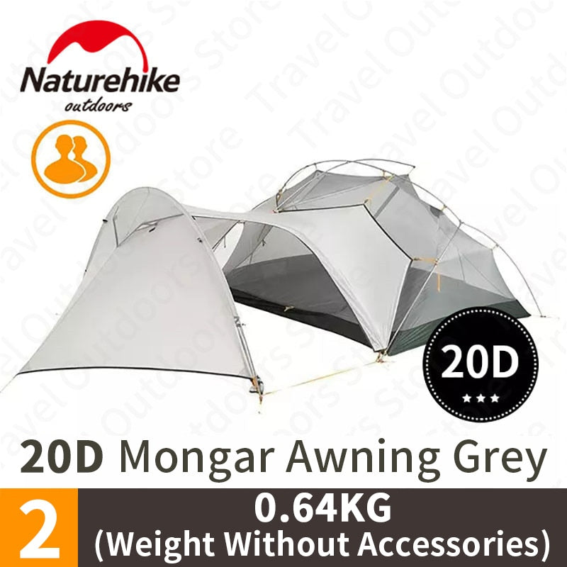 Naturehike Mongar 2-3 Person Camping Tent 15D Nylon Upgrade Double Layer Outdoor