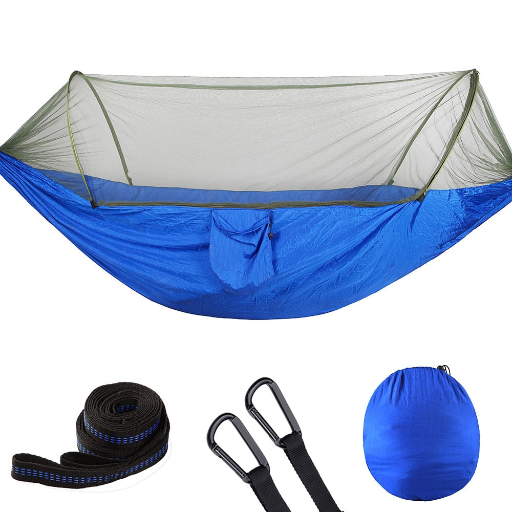 2022 Camping Hammock with Mosquito Net Pop-Up Light Portable Outdoor Parachute