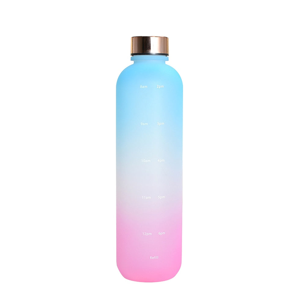 1L Water Bottle With Time Marker 32 OZ Motivational Reusable Fitness Sports Outdoors