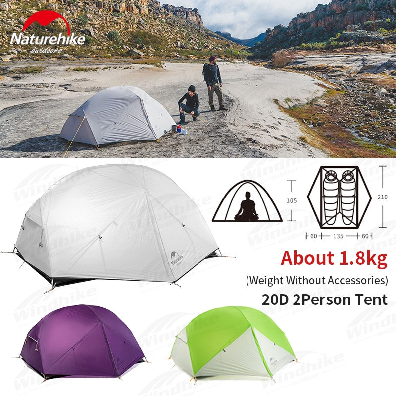 NatureHike Mongar Camping Tent 2 Persons Ultralight 20D Nylon Silicone Outdoor