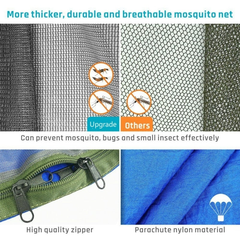 2022 Camping Hammock with Mosquito Net Pop-Up Light Portable Outdoor Parachute