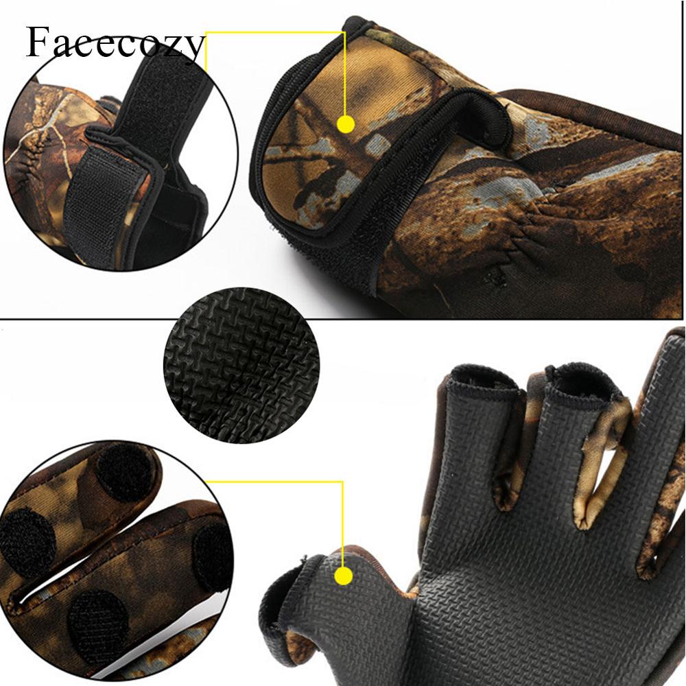 Facecozy Outdoor Winter Fishing Gloves Waterproof Three or Two Fingers