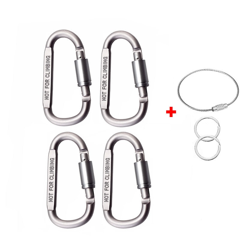 Crelfos 4Pcs Carabiner Clip Set Aluminum D-Ring Locking Durable Carabiners Keychain