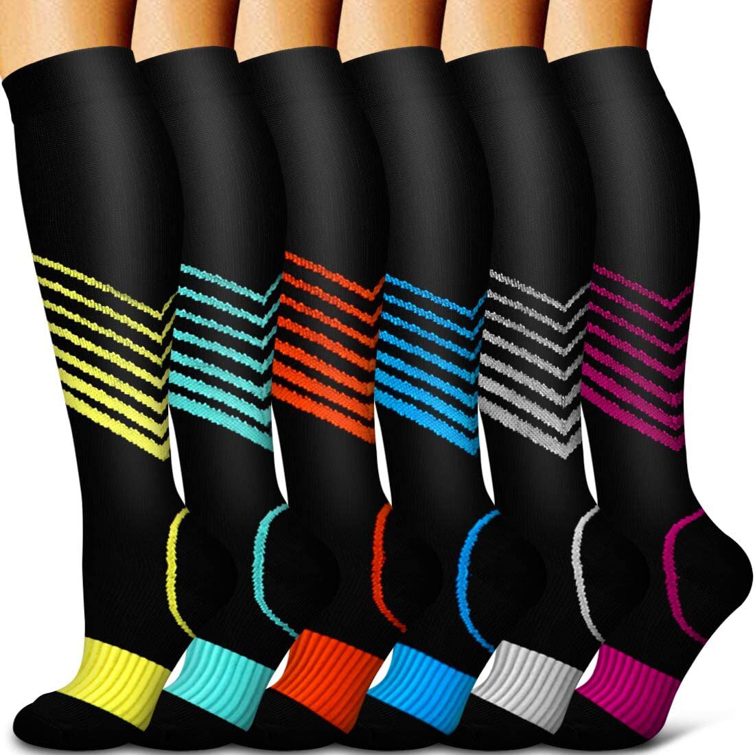 5/6 Pairs Men and Women Compression Socks Circulation Recovery Varicose Veins