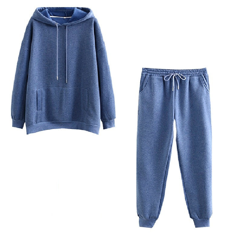 Tangada 2022 Autumn Winter Women tracksuit thick fleece 100% cotton suit