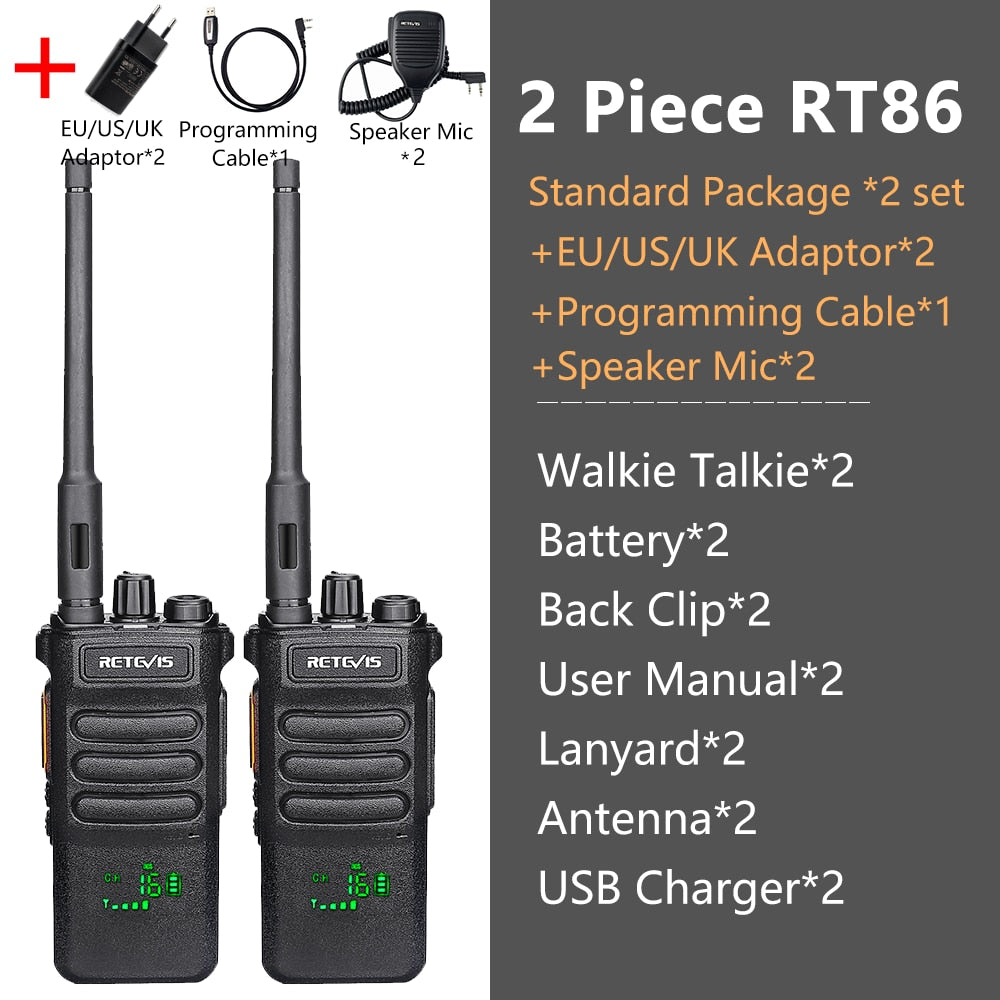 10W Retevis Walkie Talkie Long Range RT86 Walkie-talkies 1/ 2 pcs