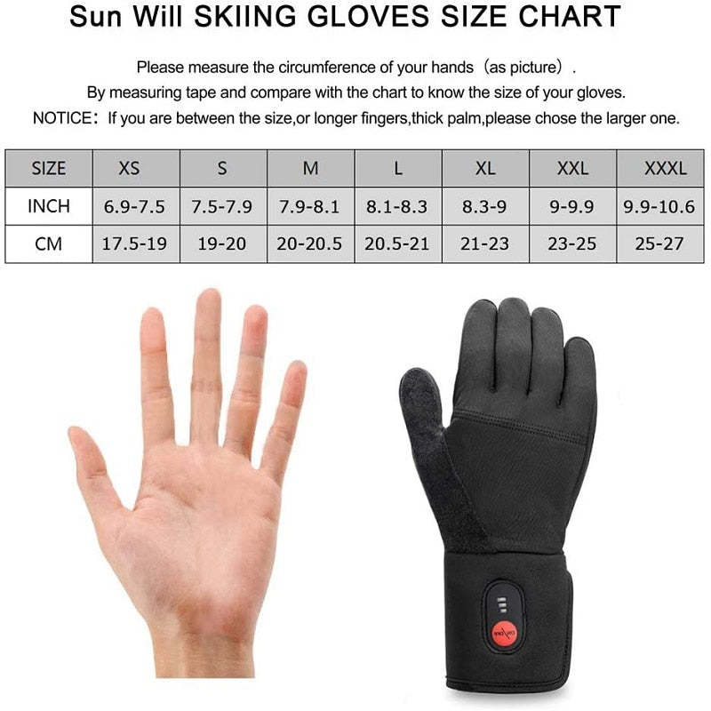 Winter Warm Cycling Heated Gloves Liners Rechargeable Battery